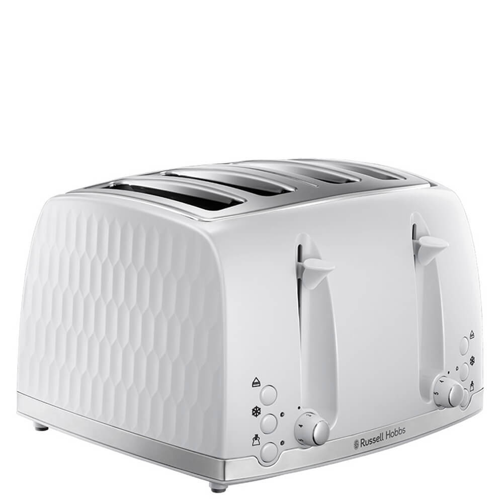 Russell Hobbs Honeycomb White 4 Slice Toaster
